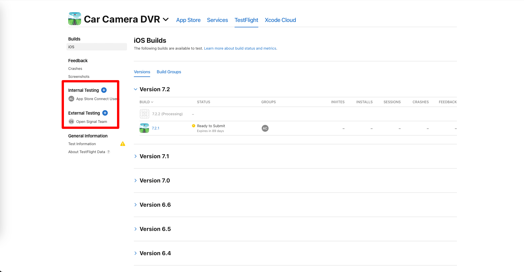 External and internal App Testing