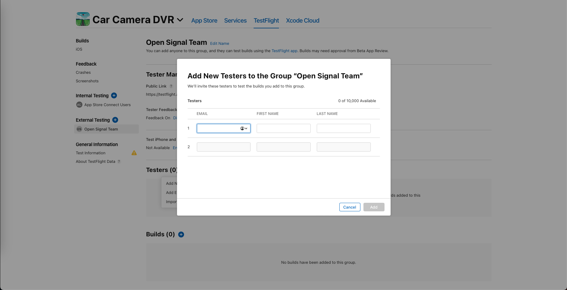Add New tester to group